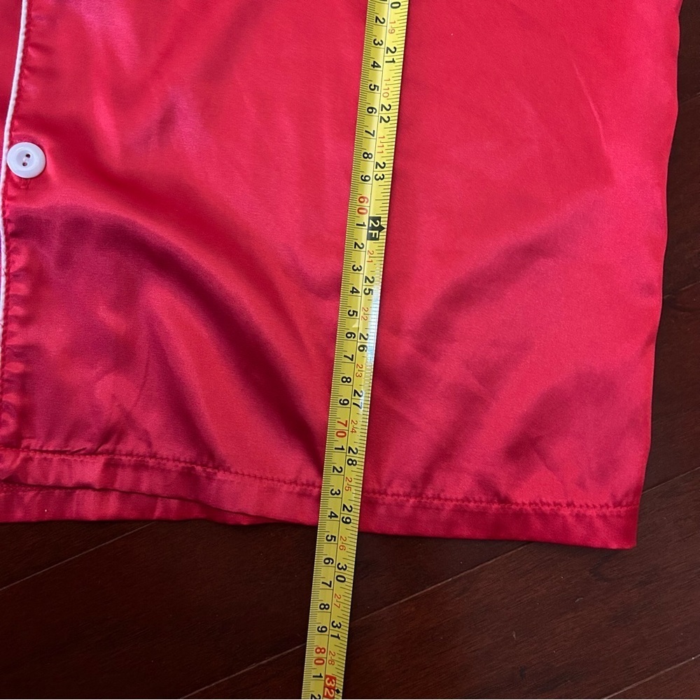 Red Satin Pajama Set long sleeve top size large pants medium - Picture 4 of 10